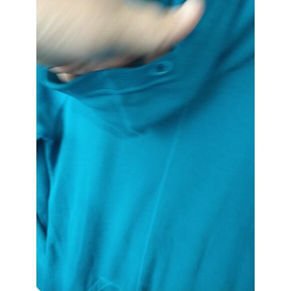 Mondetta Woman M Aqua Waffle Knit Cowl Neck Long Sleeve Thumb Hole Pullover - Picture 7 of 10